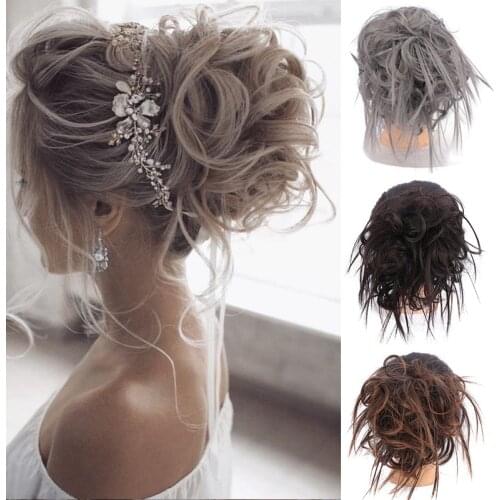 LUPU Synthetic Hair Circle Messy Donut Hair Accessories, Woman Hair Darling, Curly Hair, Artificial Hair
