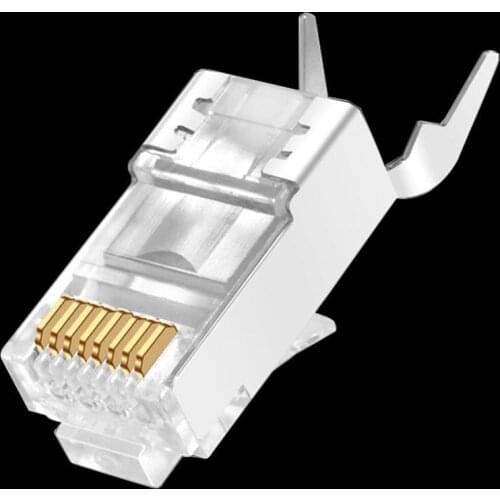 10Pcs CAT7 Metal Shielded RJ45 Connectors Modular Plug - Cat 7 8P8C Network RJ 45 Cable Crimp Ethernet Connector