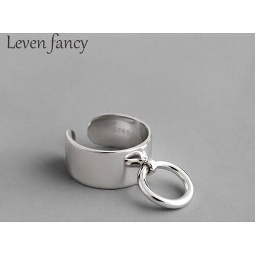 Minimalist Glossy Ring 925 Sterling Silver Geometric Open Adjustable Ring with Cirlce Men and Women Jewelry Charming Rings Gift