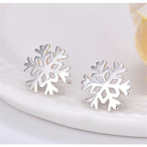 Fashion bijoux Piercing Snowflake Stud Earrings For Women Gift Prevent Allergy pendientes boucles d'oreilles A059