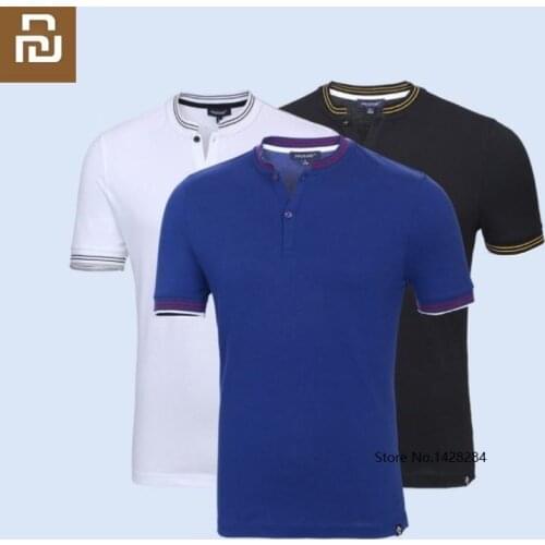 Youpin PROEASE men fashion stand collar polo shirt Comfortable cotton Mesh Breathable Dry Cotton man Short Sleeve