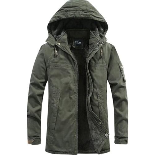 2021 Winter Jacket Men Parkas Fashion Hooded Collar Wool Liner Keep Warm Windbreaker Parka Coat Men Mid-long Velvet Parka Jacket