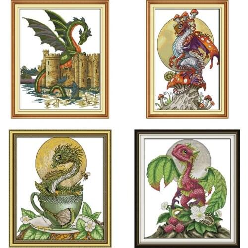 Dinosaur pattern series cross stitch kit 14ct 11ct count canvas printing embroidery needlework kit home decoration cloth crafts