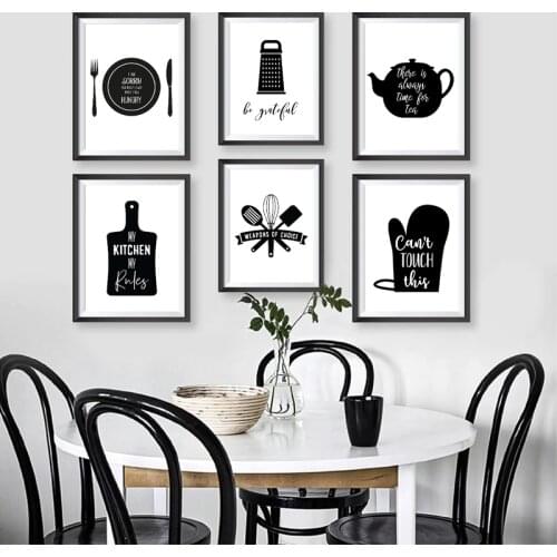 Kitchen Wall Art Canvas Painting Kitchenware Kitchen Typography Posters And Prints Black White Wall Pictures Kitchen Decoration
