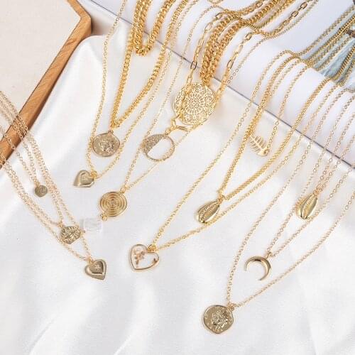 Multiple Golden Stacking Necklace Chocker Sets Bundles for Women Gorgeous Statement Jewelry Accessories On Neck Best Wholesale