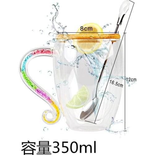 New style diamond constellation glass large capacity mug with lid spoon coffee cup double custom LOGO 3 piece gift set