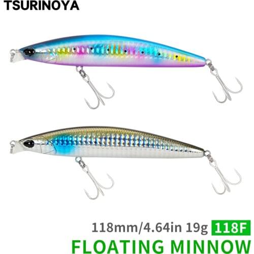 New Arrival TSURINOYA 118F DW95 Floating Minnow 118mm 19g Seabass Jerkbait Long Casting Saltwater Hard Bait Wobbler Lure Baits