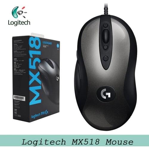 Original Logitech MX518 Legendary Gaming Mouse with HERO Sensor 16000DPI Classic Fever Level Mouse Legend Reborn for Mouse Gamer