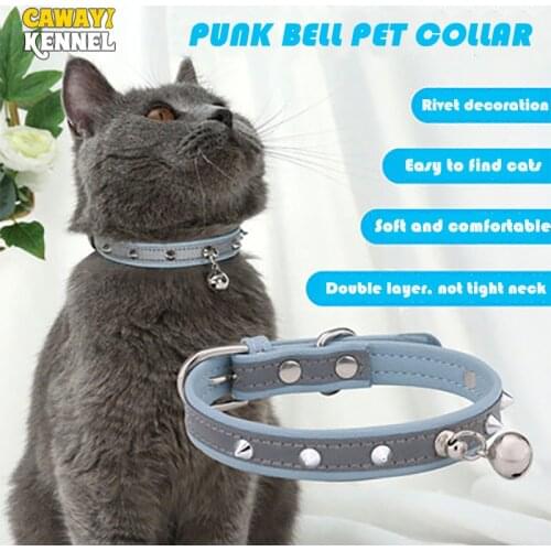 CAWAYI KENNEL Cat Collar For Dogs Cats Pets Accessories For Small Dogs Reflective PU rivet Bell anti-bite collar 2020 New