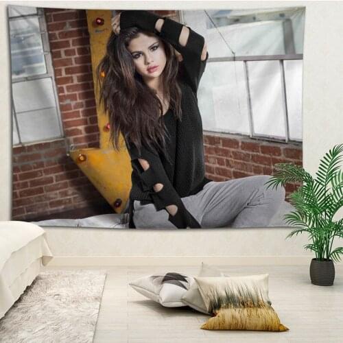 Custom Selena Gomez Living room decoration tapestry sofa beach mat background wall hanging cloth tapestries More size