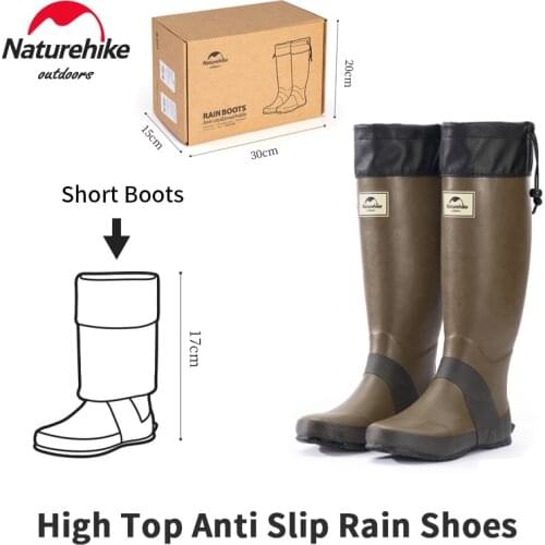 Naturehike Rubber Anti Slip Rain Shoes High Top Adjustable Rain BootsUltralight Comfortable Height Adjustable Water Shoes