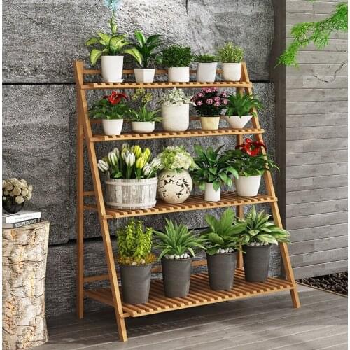 Foldable Flower Pot Display Rack Corner Storage Multi-layer Holder Shelves Room Organizer for Terrace/Balcony Decoration