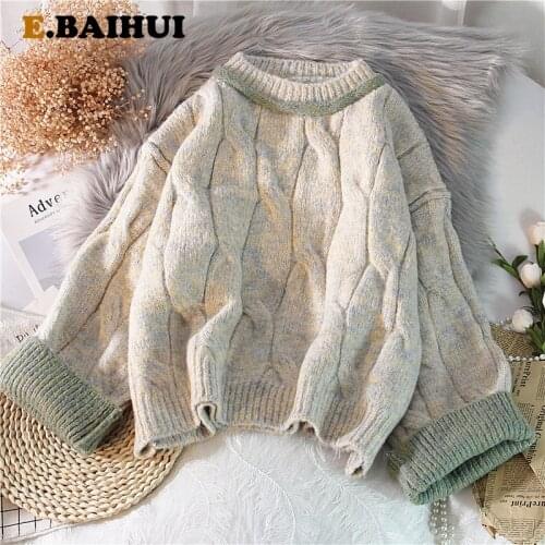 EBAIHUI Winter Thicken Sweater Women 2020 Korean Elegant Knitted Sweater Oversized Warm Female Pullovers Fashion Solid Tops