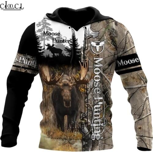 HX Moose Hunting 3D Printed Hoodie Animal Men Sweatshirt Unisex Streetwear Zip Pullover Casual Jacket Tracksuits Drop Shipping