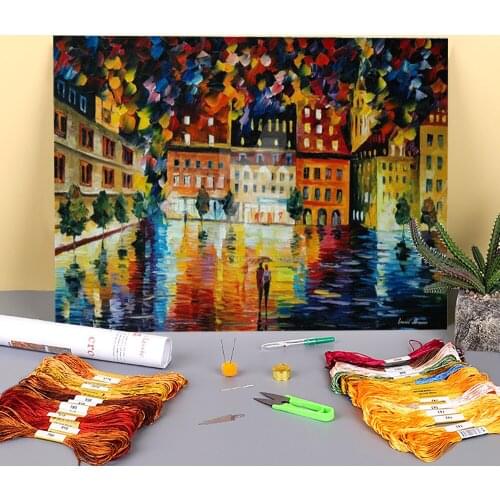 In The Old City Printed 11CT Cross-Stitch DIY Embroidery Full Kit DMC Threads Handmade Needlework Handiwork Promotions