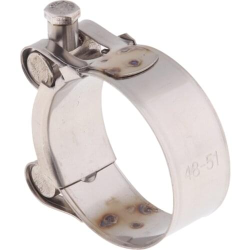 Stainless Steel Hose Clamp Exhaust Muffler Pipe Turbo Clip for Motorcycle Motorbike 48-51mm/52-55mm