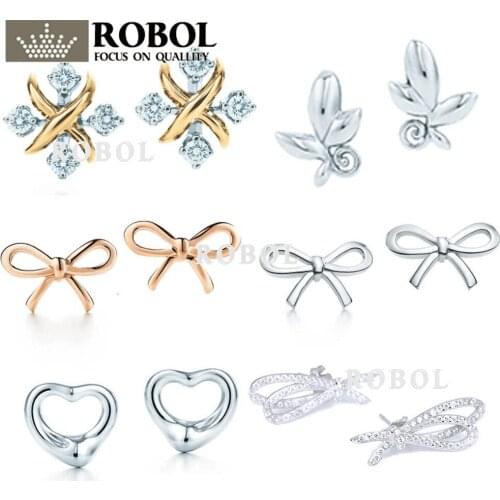 ED TFB Original TTFF Sterling Silver 925 Quality Charm Stud Earrings Engraved Inscription FOR Woman Original Model Production