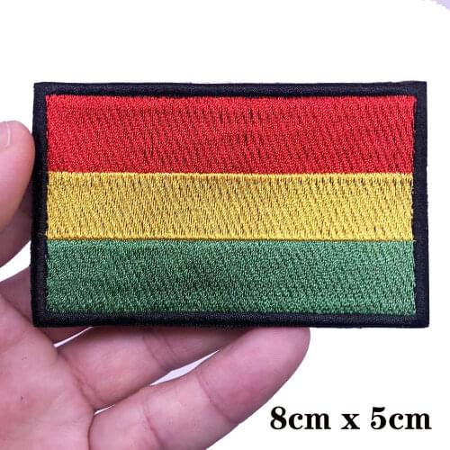 1PC Bolivia flag Armband Embroidered Patch Hook & Loop or iron on Embroidery Velcro Badge Cloth Military Moral Stripe