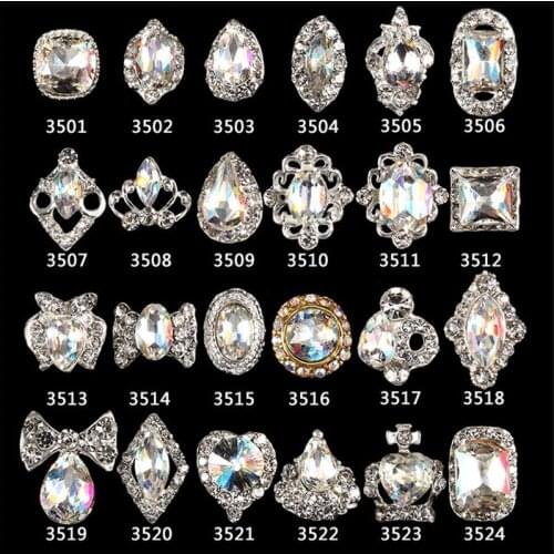 10Pcs/Lot Korean Jewelry K9 material super-flash colorful 3D Alloy Nail Charm Metal Rhinestone Nail Art Decoration Manicure Tool