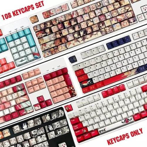 104/87/61 Keys OEM/XDA PBT Keycaps Anime Japanese Key caps For Mechanical Keyboard Cherry MX Womier K87/61 Ducky One 2 Mini