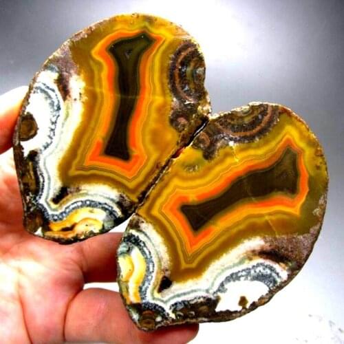 285g/73mm Pair of Unpolished Achat Agate Thunderegg Half Geode - crystals and stones healing Mineral specimen Home Decor L0215
