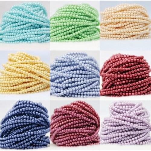 3mm Round Multicolor Shell Simulated-pearl Fashion Women Girls Newly Diy Loose Beads Jewelry Finding Spacer Accessories 15"B1185