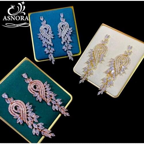 Женские золотые серьги ASNORA China At AliExpress