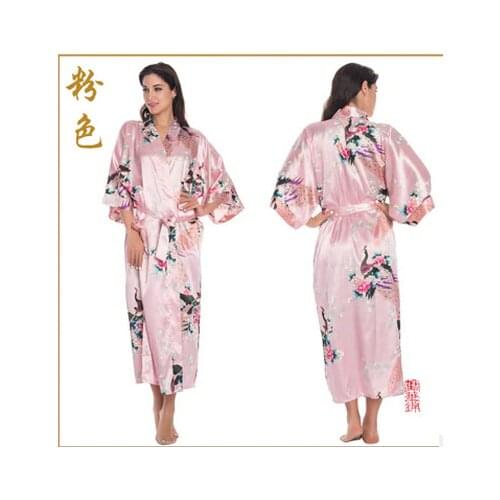RB015 Satin Robes for Brides Wedding Robe Sleepwear Silk Pijama Casual Bathrobe Animal Rayon Long Nightgown Women Kimono XXXL