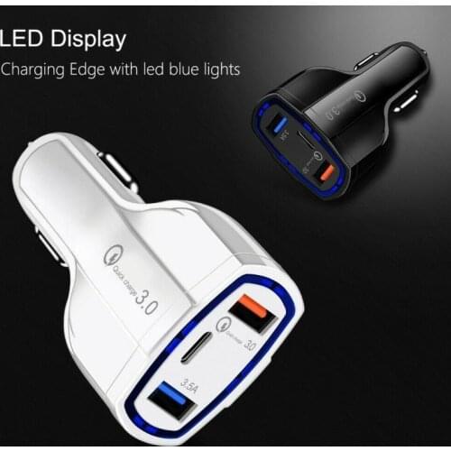 3.0 Fast Charge Car Charger 3.5A Dual USB with Type-c Interface Output Car Charger TYPE C Port and 3.5A USB Part QC Quick Charge