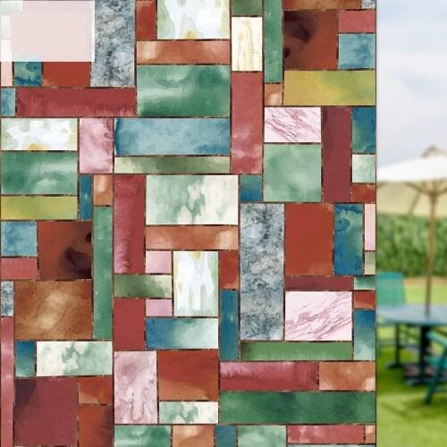 Church Watercolor Door Film Classic Pure Frosted Kitchen Sliding Door Sticker Window Door Privacy Film Room Bathroom Sticker