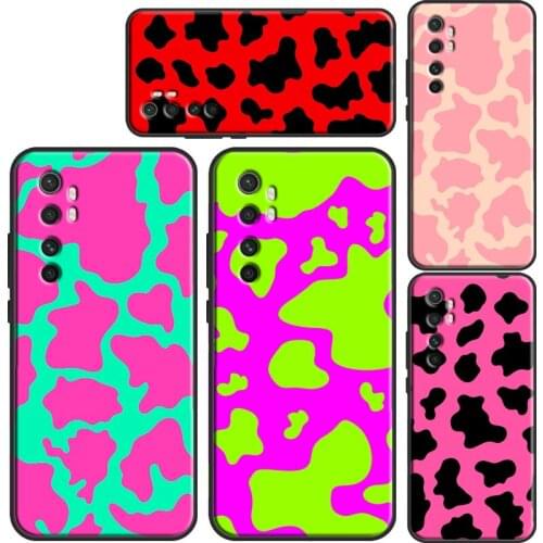 Neon Cow Print Black Pink Case For POCO F3 X3 M3 Pro Phone Cover For Xiaomi Mi 11 Ultra 9T 10T Pro Mi Note 10 Lite