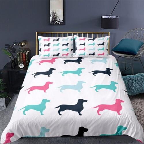 Color 3D Dog Printed Quilt Cover Bedding Set Child Adult Duvet Cover Pillowcase Single Twin Queen Double King Full Size 2/3 Pcs