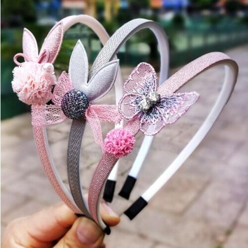 FANYING003 1pcs Kids cute cartoon Hairbands New child girls Lace butterfly Headband Hair accessories Headwear