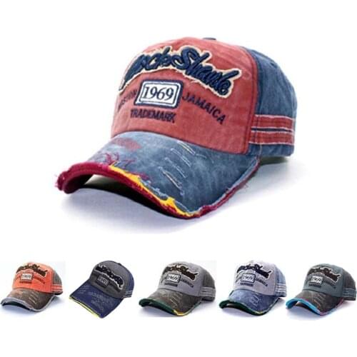 Denim Womens Cap Retro Men Baseball Cap 2020 Fashion Adjustable Denim Distressed Letter Print Trucker Cap Vintage Summer Spring