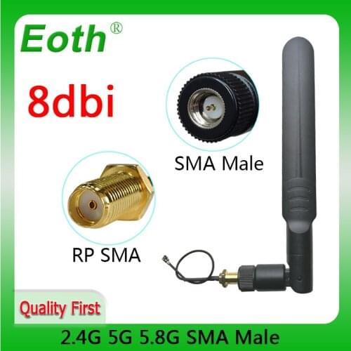 Wifi Antenna Dual Band router 2.4GHz 5GHz 5.8Ghz 2.4g 8dBi SMA Male Connector wifi 2.4 ghz 5G 5.8G Antena +21cm Pigtail Cable