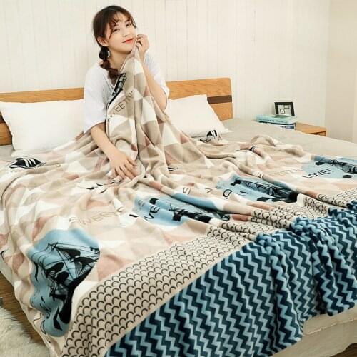 1pcs Fashion Home Textile Flannel Blanket Spring Fall Special Sleeping Blanket For Lunch Break Cute Print Bed Linings