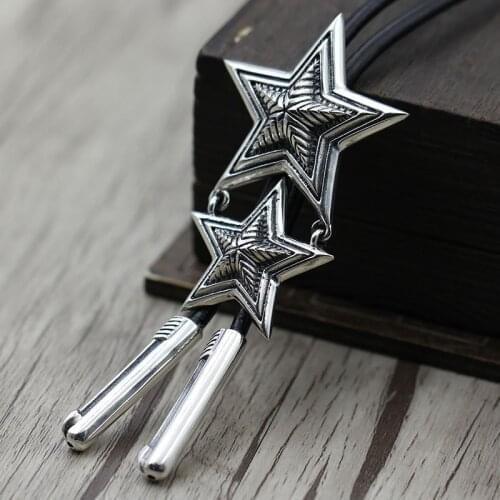 Hot Cody Sanderson Nava Hook Leather Necklace Sterling Silver 925 European American Pentacle Pendant Set