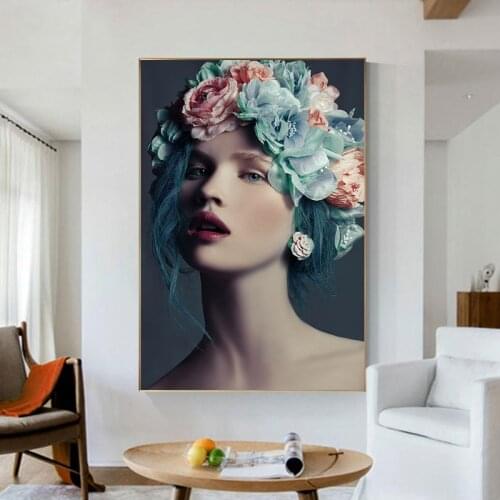 Fashion Art Photo of Elegant Wreath Model Canvas Painting Poster Prints Quadros Wall Art Picture Living Room Home Decor Cuadros