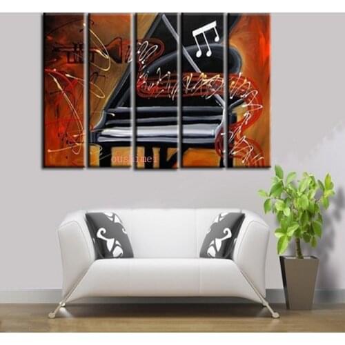 Handmade Picture 5pcs Thick Music Oil Painting On Canvas Wall For Living Room Abstract Piano Still Life On Canvas Art