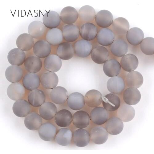 Natural Matte Gray Agates Round Beads For Jewelry Making 4 6 8 10 12mm Dull Polished Spacer Beads Diy Bracelet Necklace 15