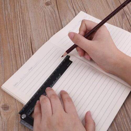Aluminum Alloy Foldable 15cm-30cm Ruler Simple 90° Folding Metal Stationery Rule