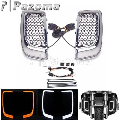 Motorcycle Chrome LED Lower Fairing Turn Signal Light For Harley Touring 2014-2020 Road Electra Street Glide CVO Limited 14-2020