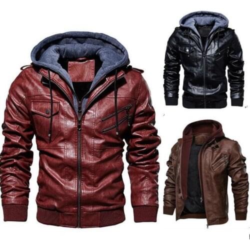 Men Retro Motorcycle Leather Jacket Men Classic Design Multi-Zippers Biker Jackets Male Bomber Leather Coats Cuff zipper Coat