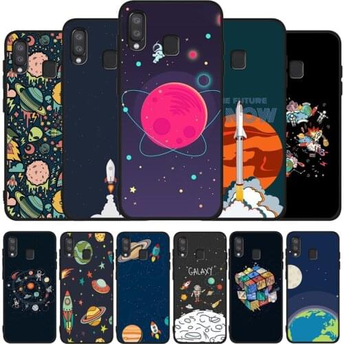 Art cartoon space planet Soft Case For Samsung A10 A30 A40 A50 A70 M10 M20 M30S M40 A01 A21 A31 A51 A71 A20E black Case