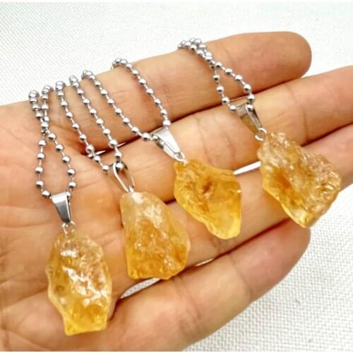 Natural stone yellow crystal Black Tourmaline Repair Ore Can Be Used Charm Citrine Pendant For DIY Jewelry Making Necklace 1pcs