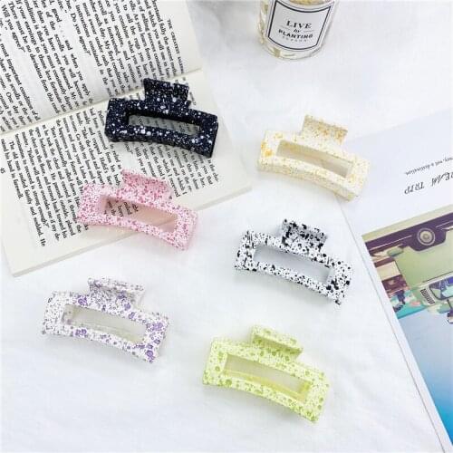 New Candy Color Ink Printed Plastic Hair Clips Barrettes Women Bath Hair Claw Clamps Ponytail Clip Fashion Clip for Women Girls