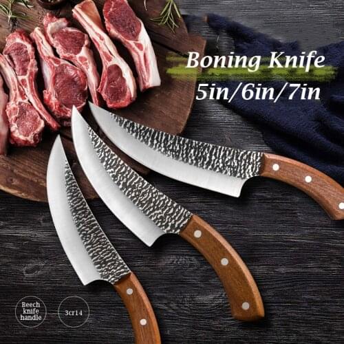 Sharp Boning Knifes Handmade Forged Clad Steel Kitchen Chef Forged In Fire Knives Outdoor Camping Slicing Cleaver Butcher Knifes