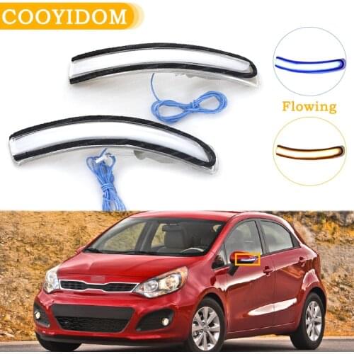 Pair Car Rearview Mirror Yellow Blue Flowing Turn Signal Light Side Repeater Dynamic LED For KIA Rio 12-16 876241W000 876141W000