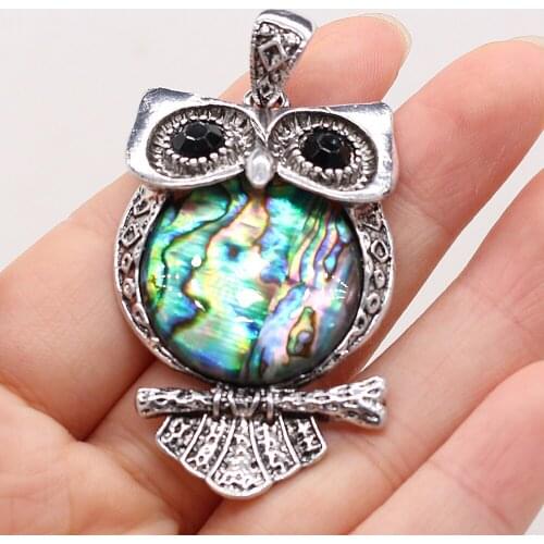 Natural Alloy Mother of Pearl Shell Owl Pendant Abalone OL Romantic Animal-shaped Handmade Crafts DIY Exquisite Necklace Jewelry