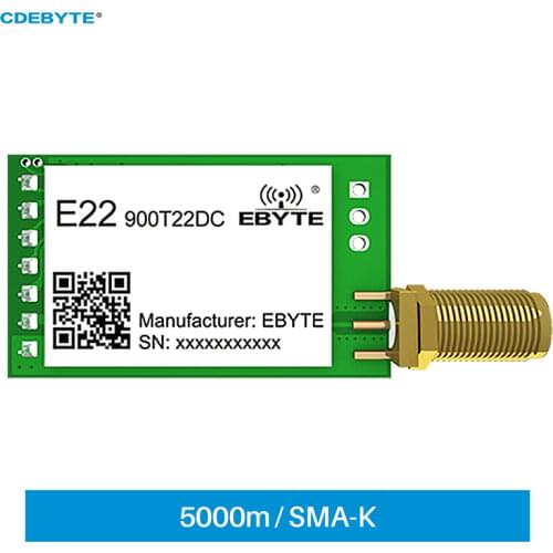 SX1262 LoRa RF Module UART 868MHz 915MHz 22dBm 5km CDEBYTE E22-900T22DC Spread Spectrum SMA-K DIP Fixed Wireless Transmitter IoT